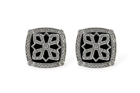 Diamond & Onyx Earrings in white gold