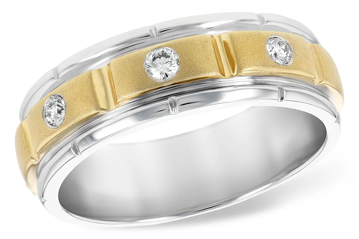 Men's Diamond Wedding Band in two-tone (reversed)