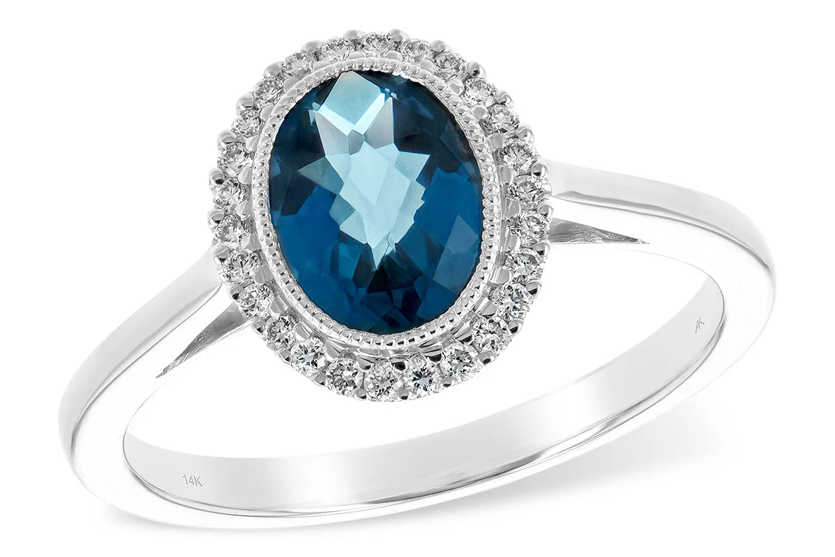 London Blue Topaz Ring in white gold