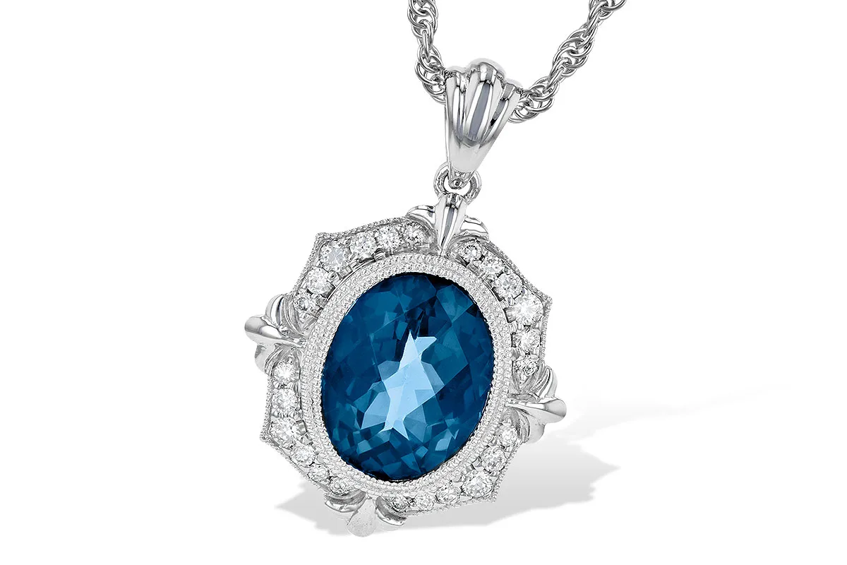 London Blue Topaz Necklace in white gold