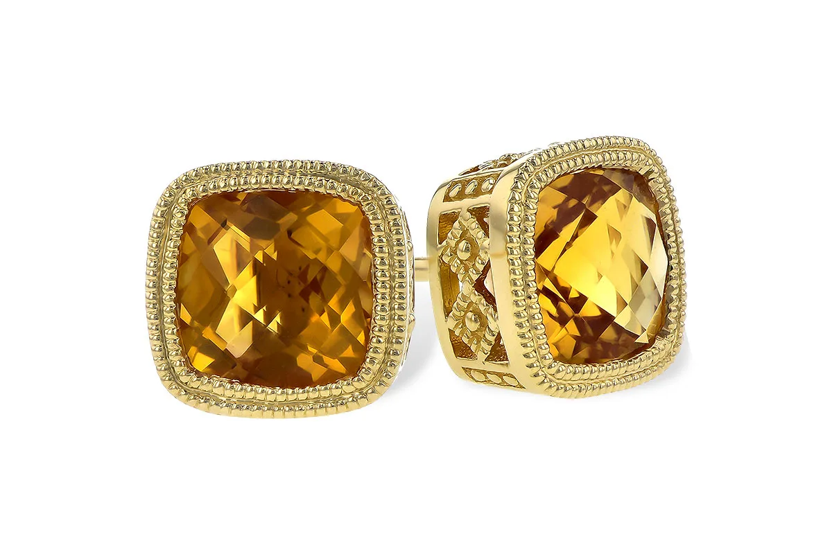 Citrine Earrings in yellow gold