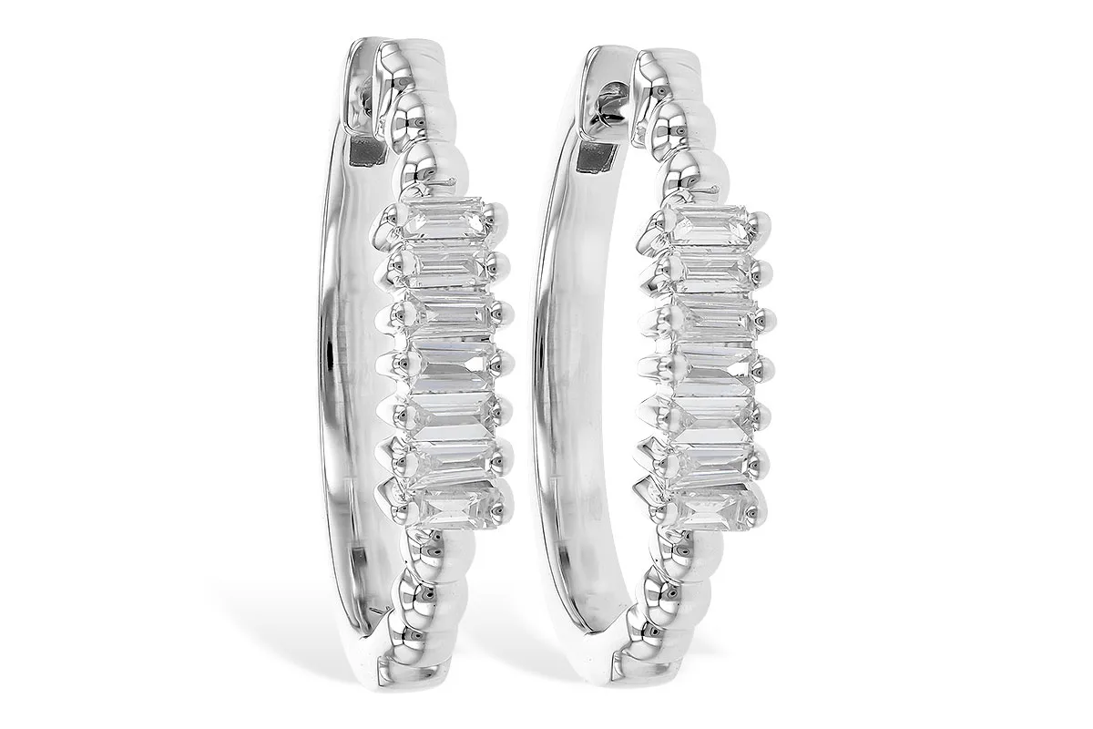 Baguette Diamond Earrings in white gold