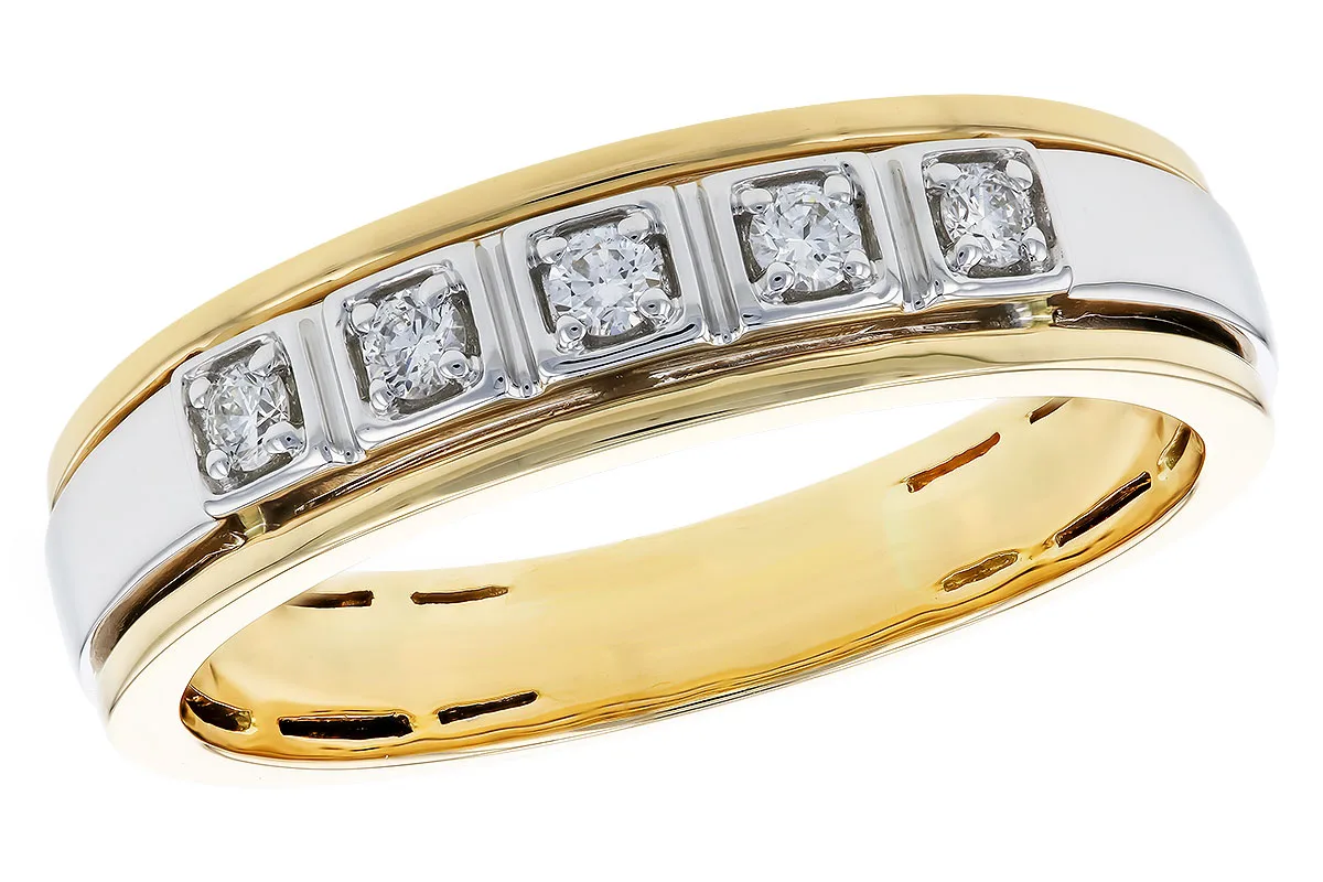 Men's Diamond Wedding Band in yellow & white