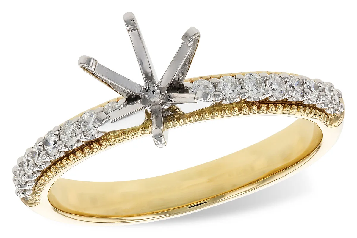 Diamond Semi-Mount Engagement Ring in yellow & white