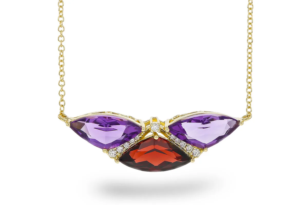 Semi-Precious Stone Necklace in yellow gold