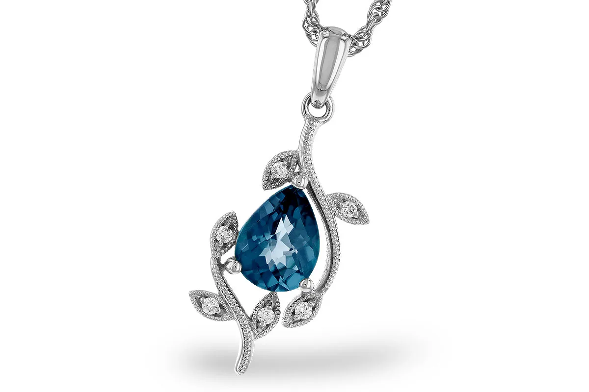 London Blue Topaz Necklace in white gold