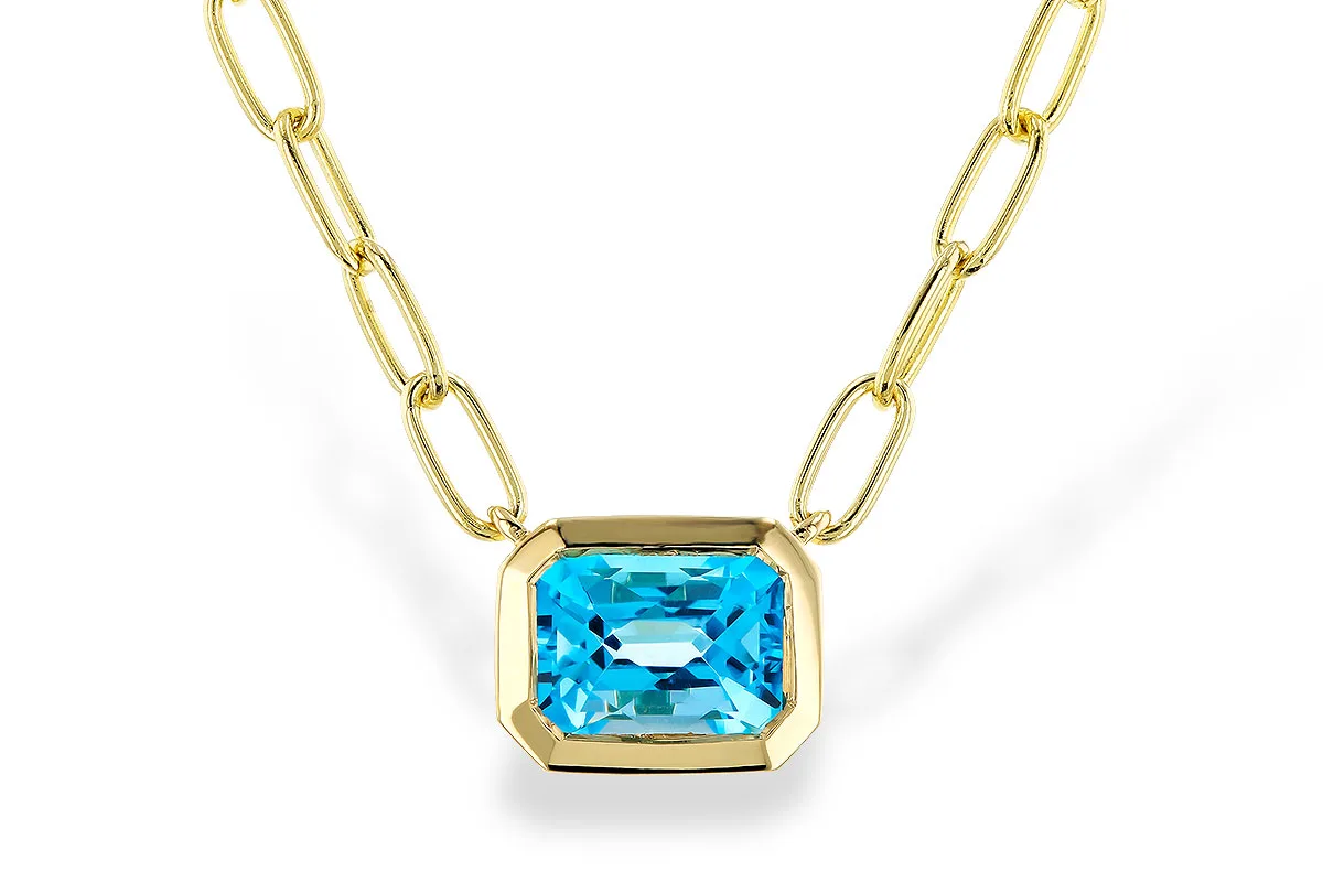 Swiss Blue Topaz Necklace in yellow gold