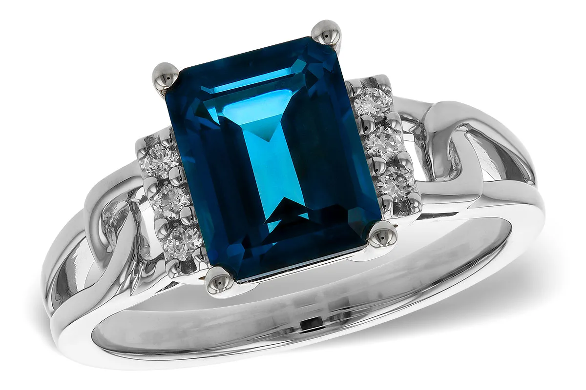 London Blue Topaz Ring in white gold