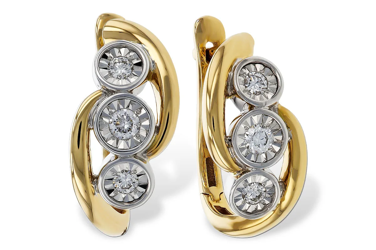 Diamond Earrings in yellow & white