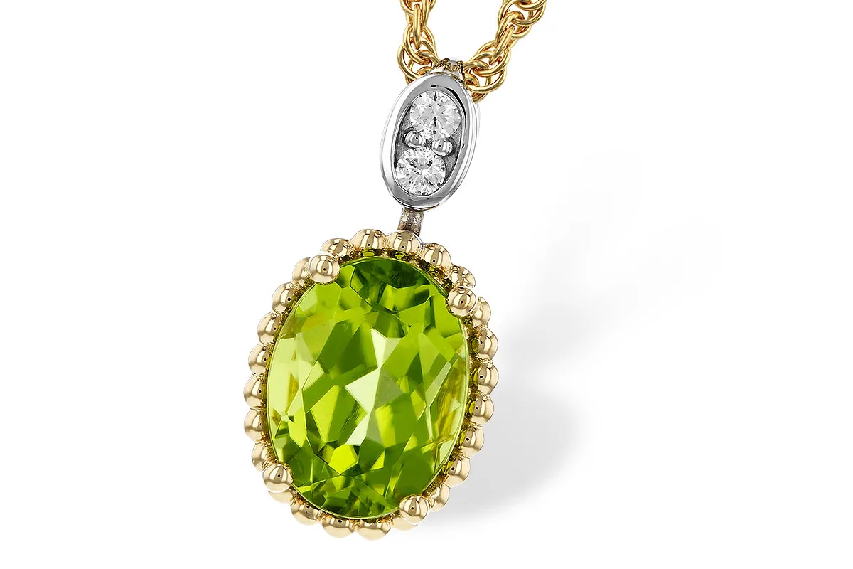 Peridot Necklace in yellow & white