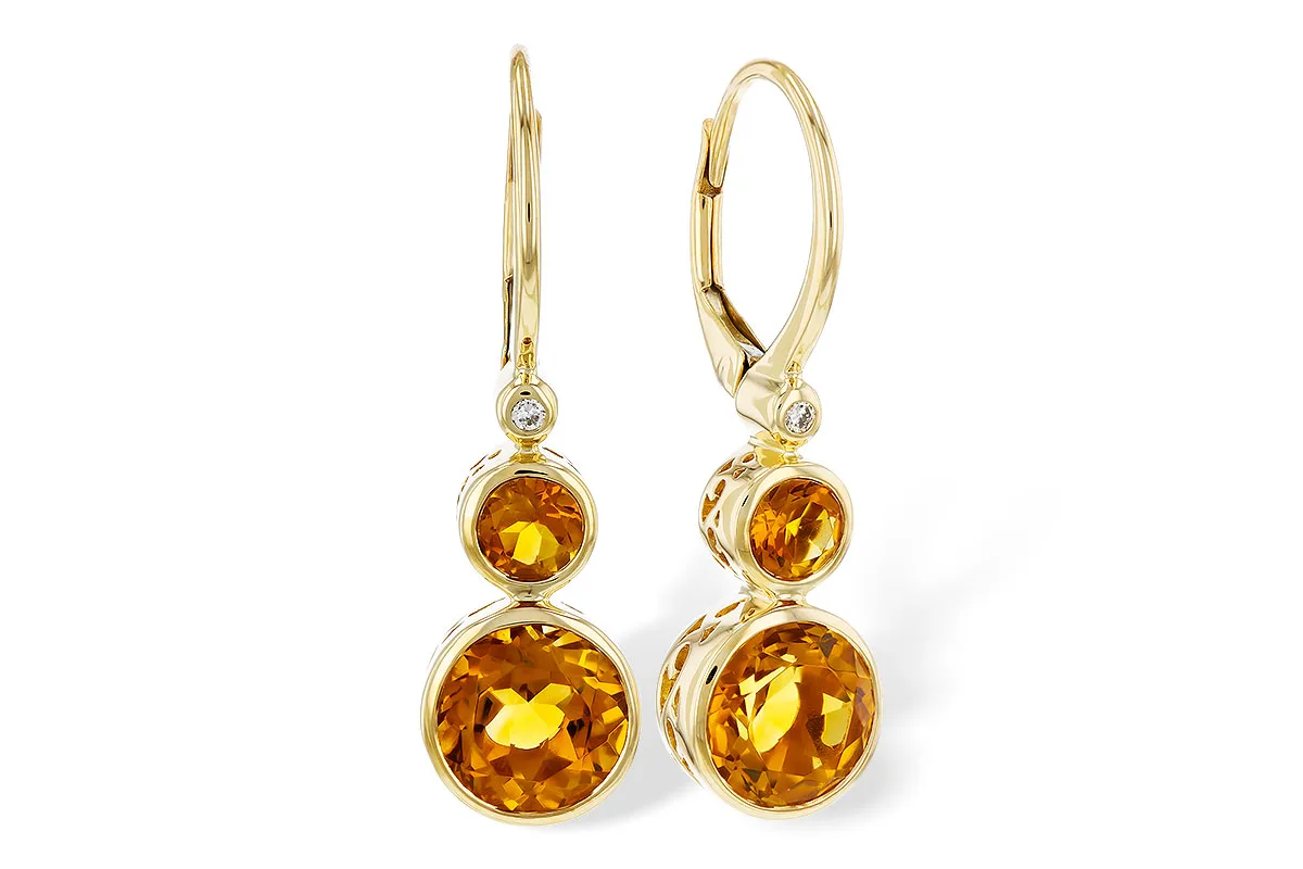 Citrine Earrings in yellow gold
