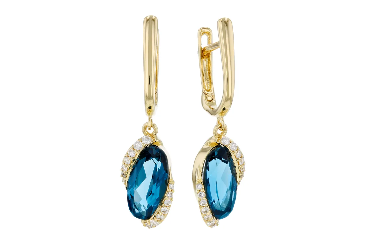 Blue Topaz Earrings in yellow gold