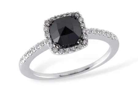 Diamond & Black Diamond Ring in white gold