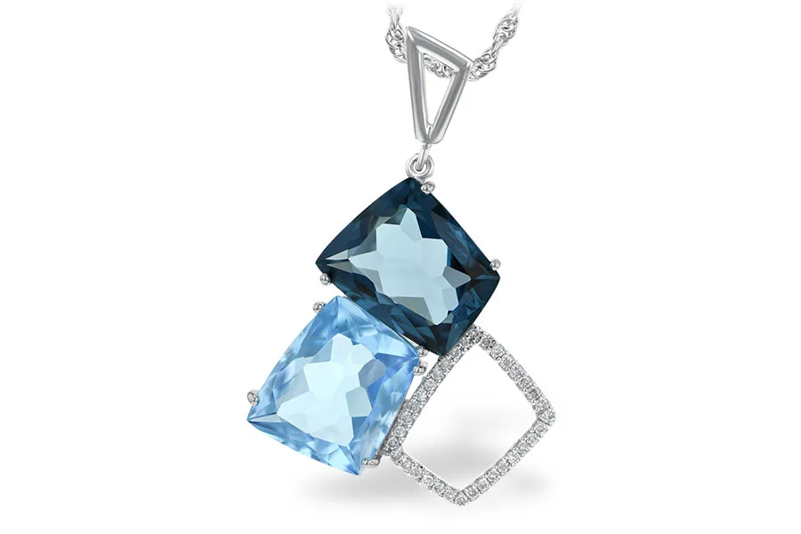 Blue Topaz Necklace in white gold