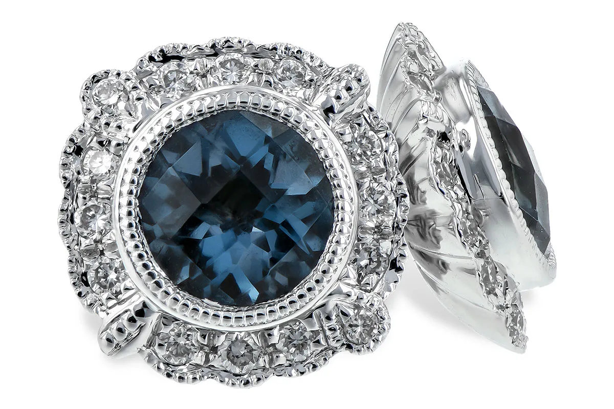 Blue Topaz Earrings in white gold