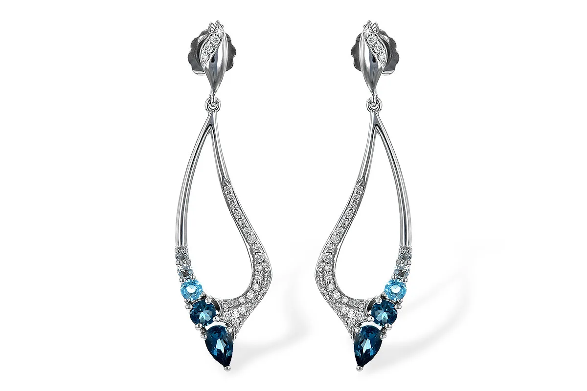 Blue Topaz Earrings in white gold
