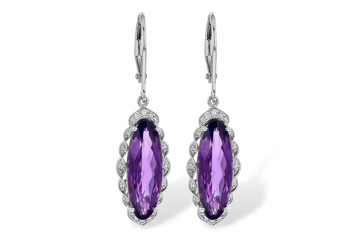 Amethyst Earrings in white gold