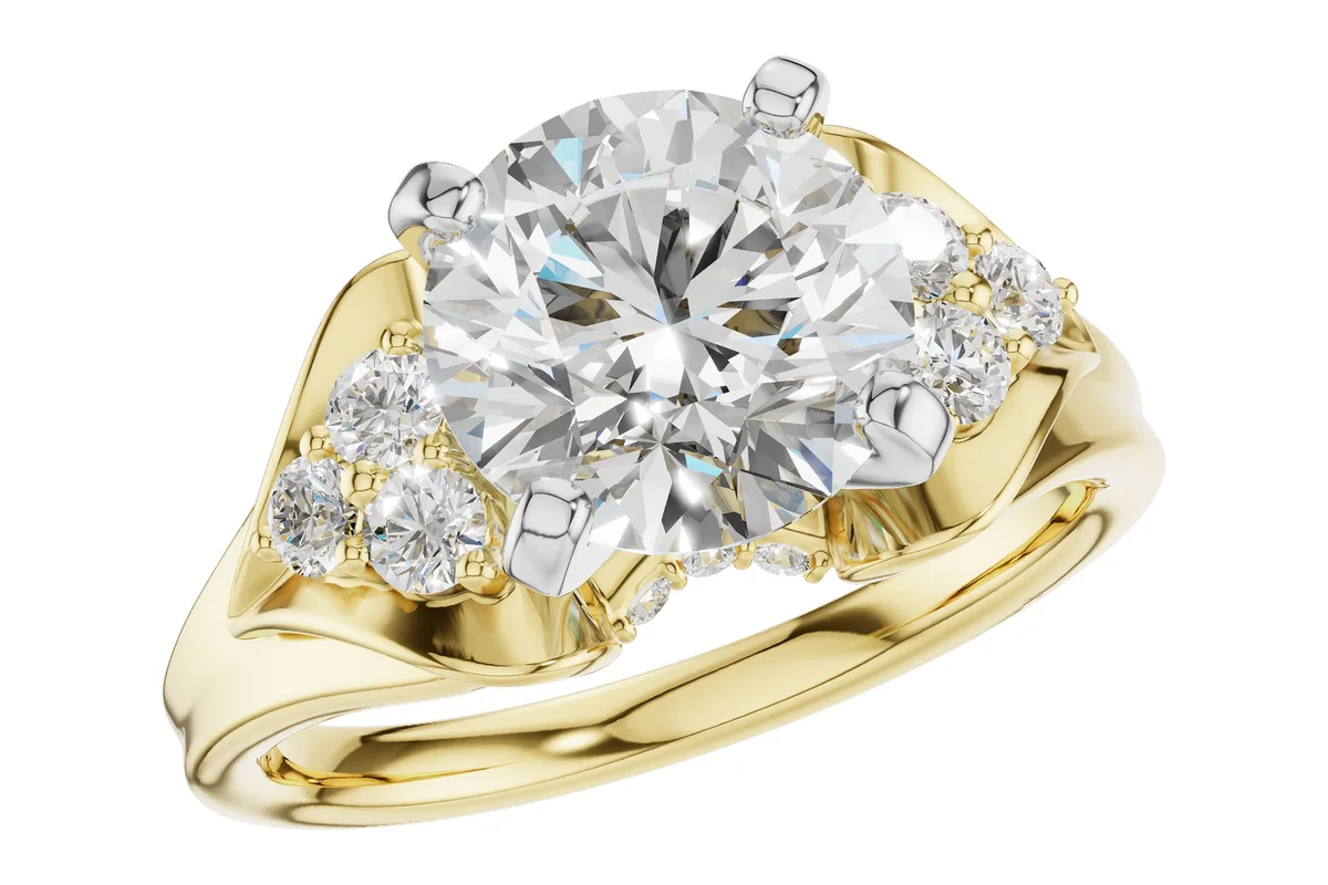 Diamond Semi-Mount Engagement Ring in yellow gold