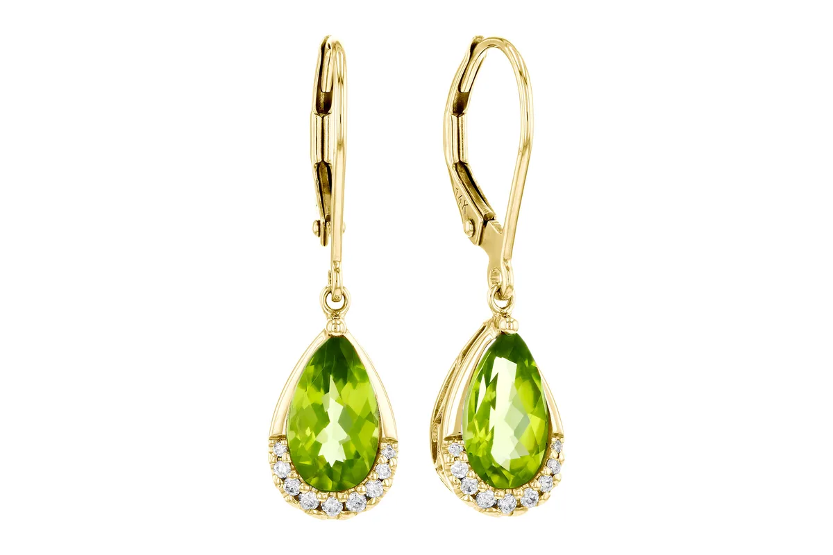 Peridot Earrings in yellow gold