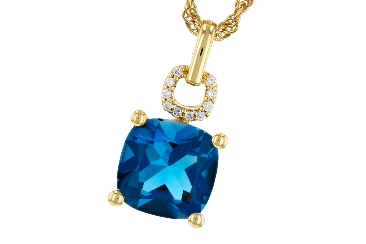 London Blue Topaz Necklace in yellow gold