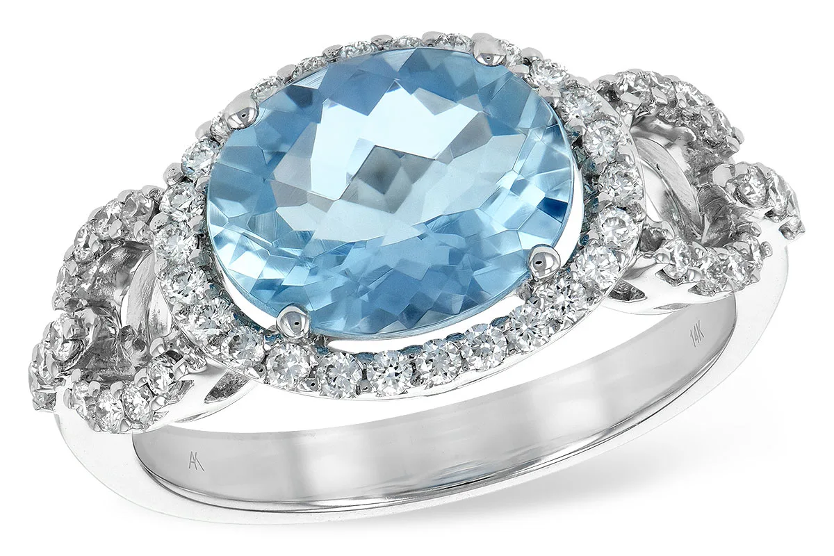 Diamond & Aquamarine Ring in white gold