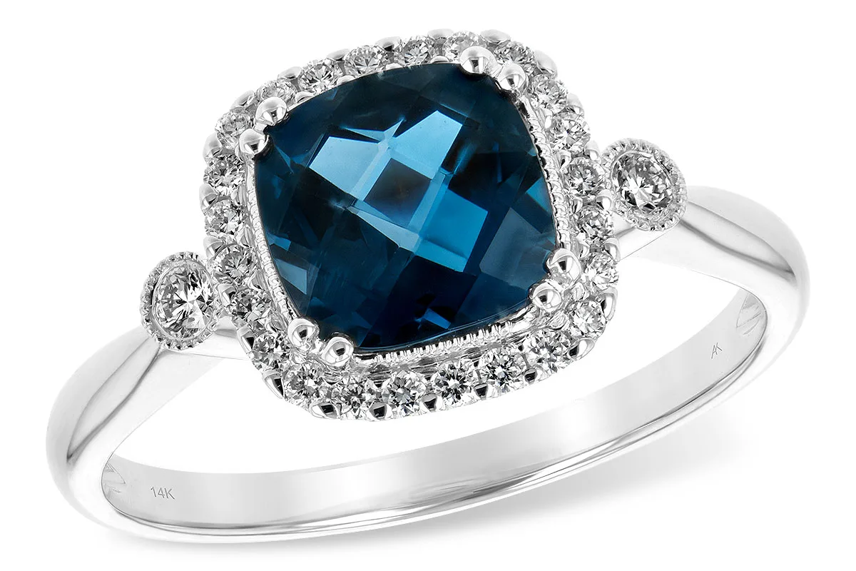 London Blue Topaz Ring in white gold