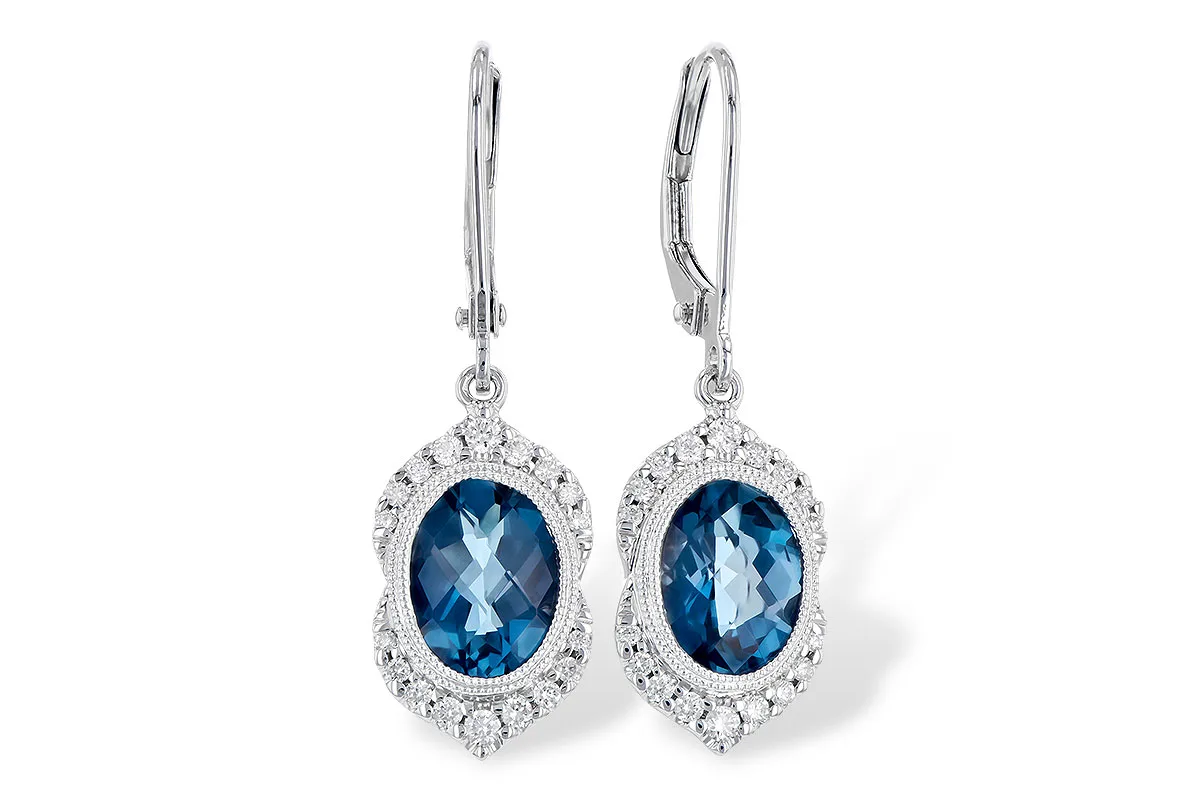 London Blue Topaz Earrings in white gold