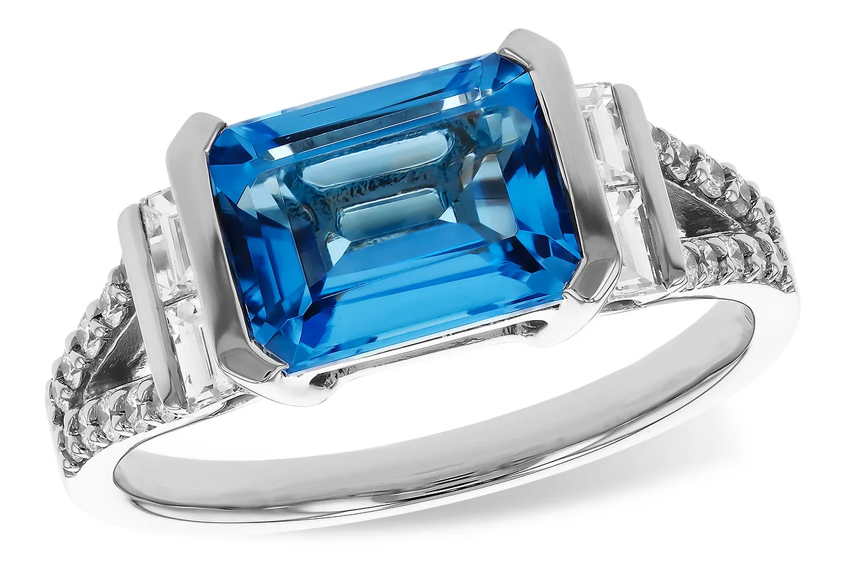Blue Topaz Ring in white gold
