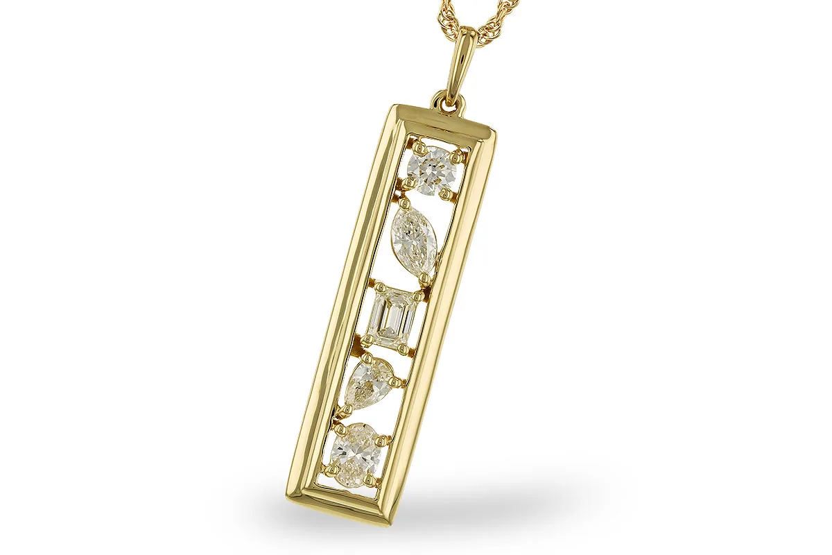 Fancy-Cut Diamond Necklace in yellow gold