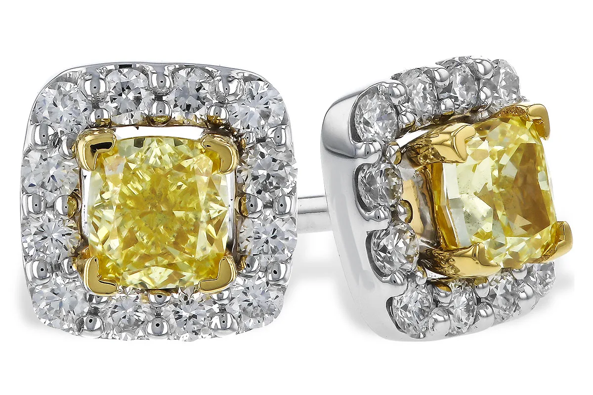 Diamond Fancy Earrings in yellow & white