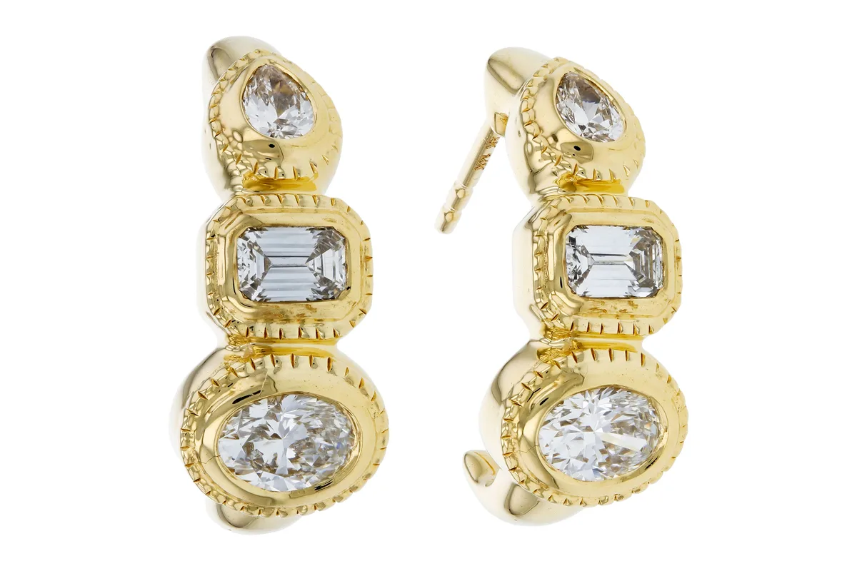 Fancy-Cut Diamond Earrings in yellow gold