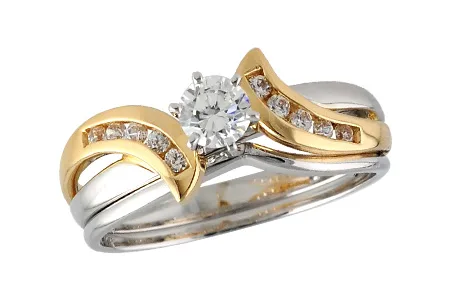 Diamond Wedding Set in two-tone (reversed)
