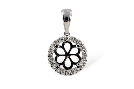 Diamond Semi-Mount Pendant in white gold