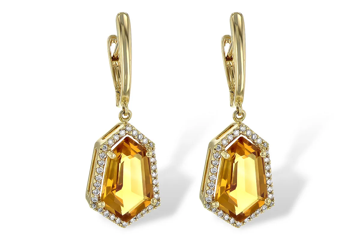 Citrine Earrings in yellow gold