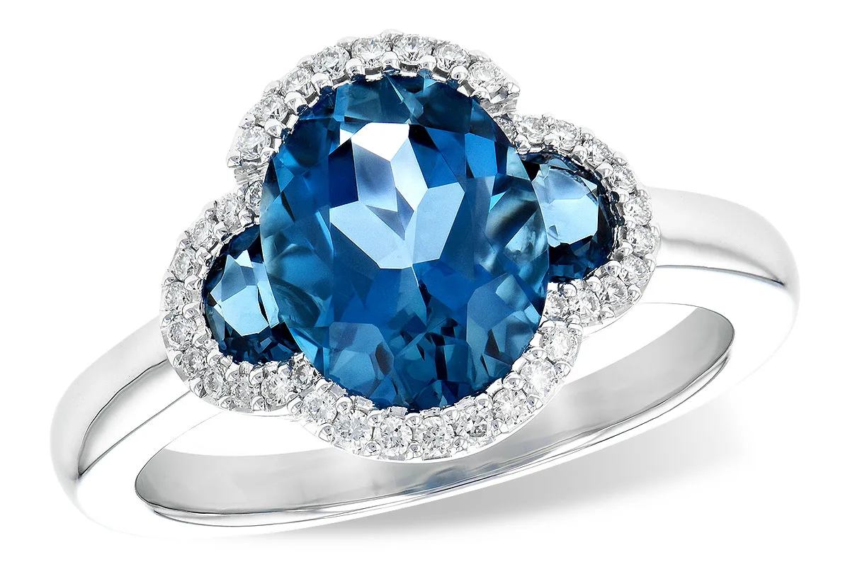 London Blue Topaz Ring in white gold