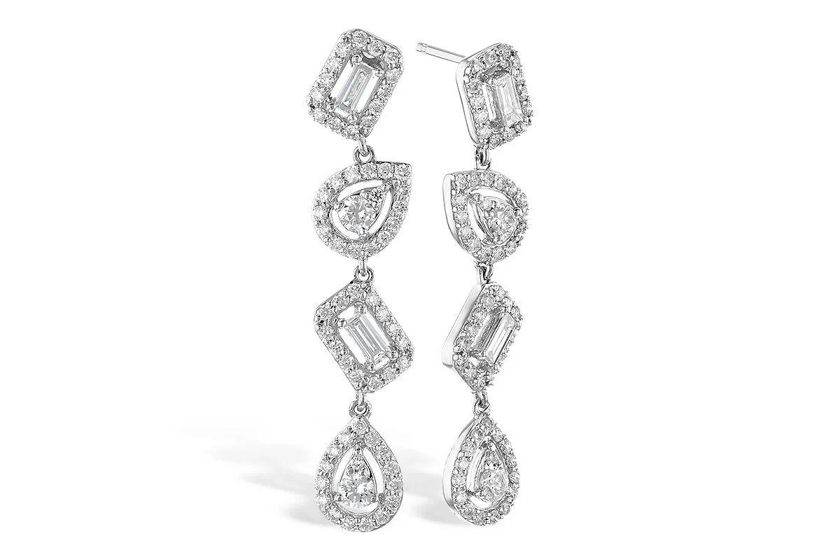 Baguette Diamond Earrings in white gold