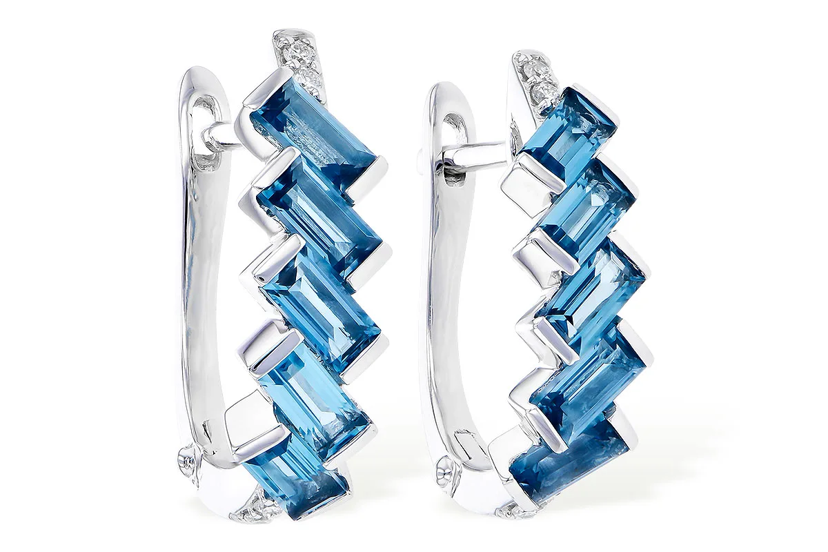London Blue Topaz Earrings in white gold