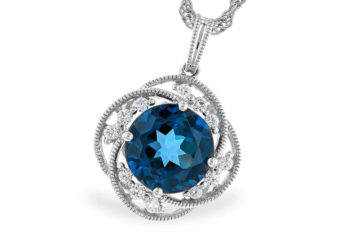 London Blue Topaz Necklace in white gold