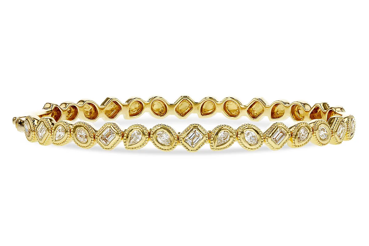 Fancy-Cut Diamond Bangle in yellow gold
