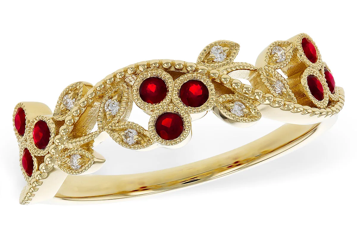 Diamond & Ruby Anniversary Band in yellow gold