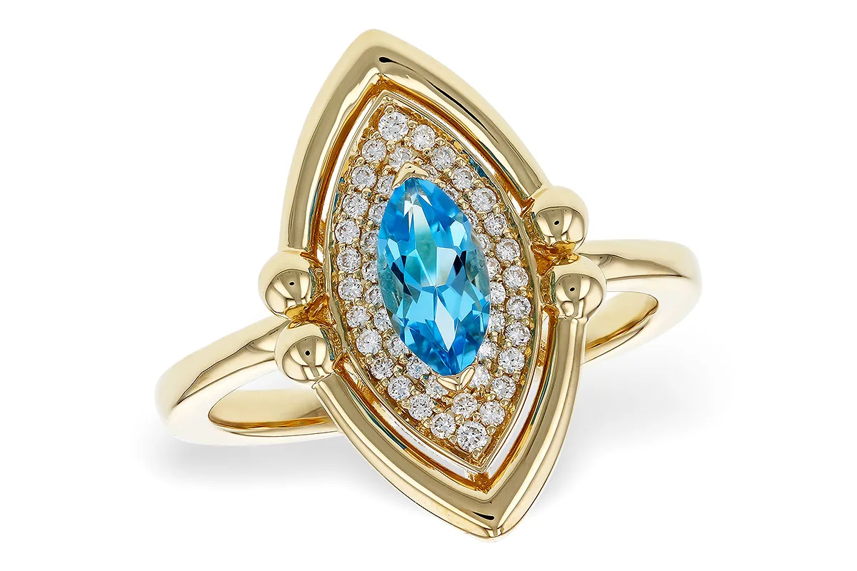 Blue Topaz Ring in yellow gold