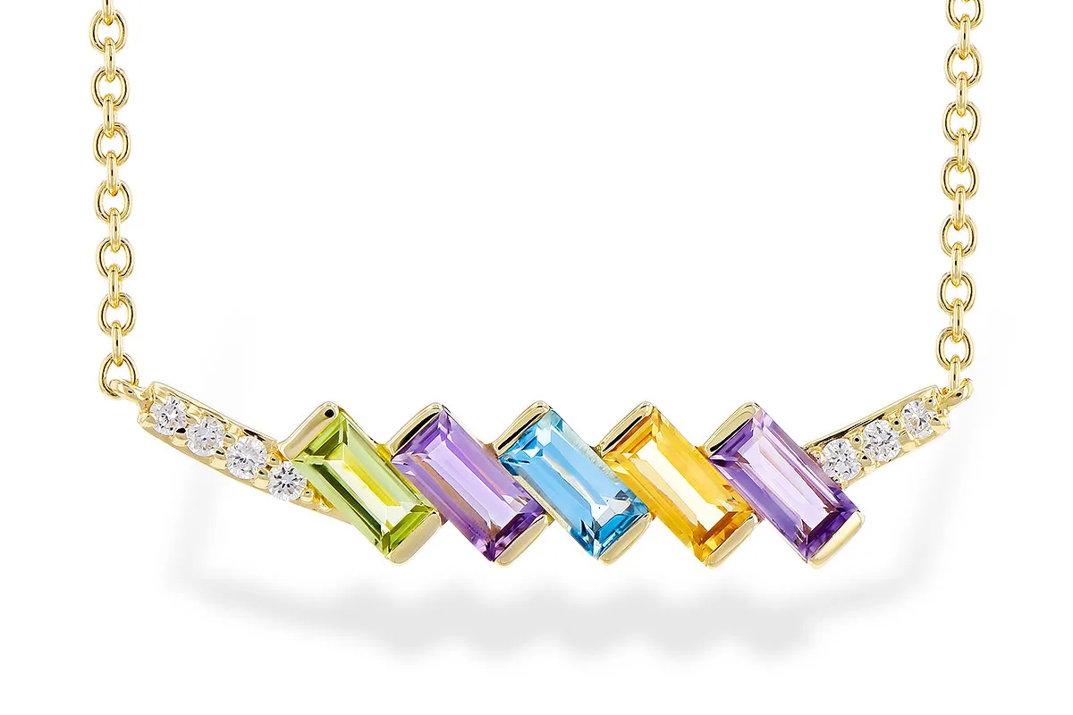 Semi-Precious Stone Necklace in yellow gold