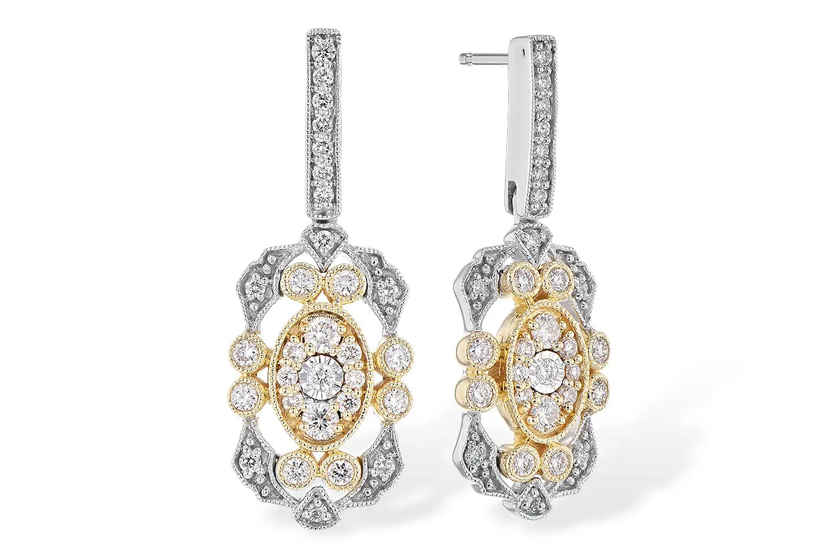 Diamond Earrings in yellow & white