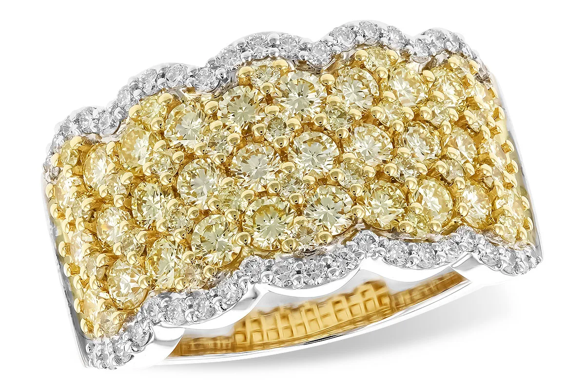 Diamond Wedding Band in yellow & white
