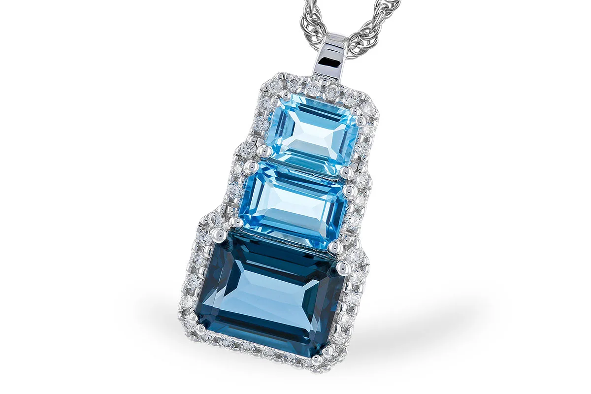 Blue Topaz Necklace in white gold