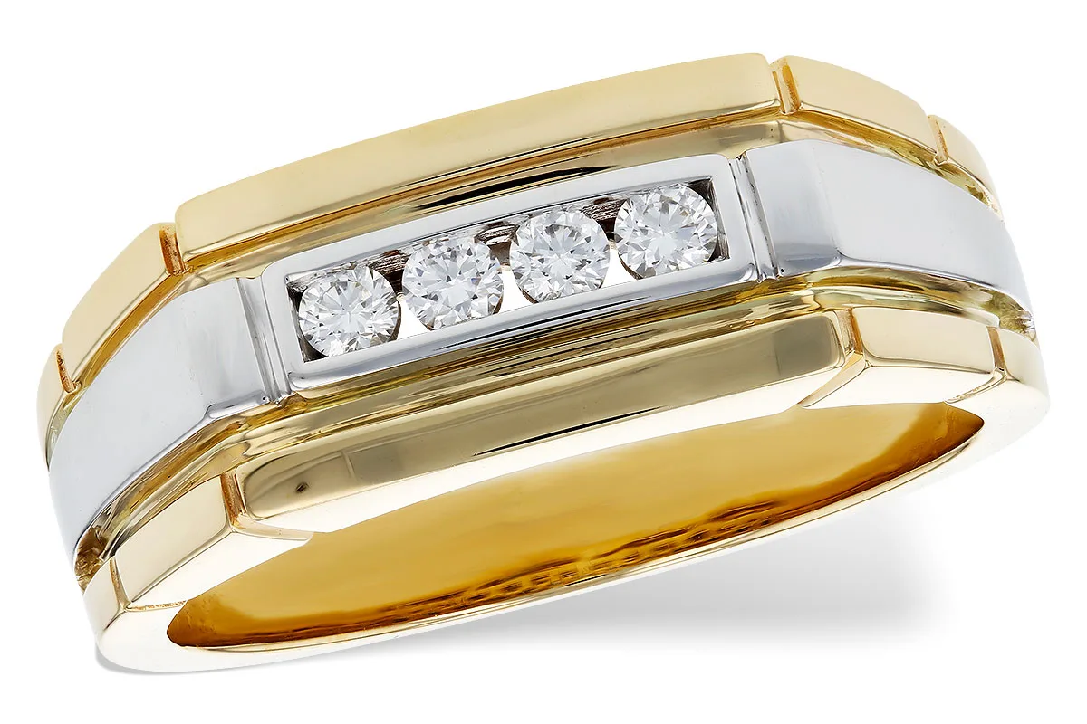 Men's Diamond Wedding Band in yellow & white